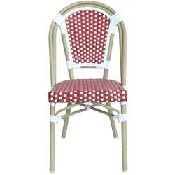Oviala Business Terrassenstuhl Bistrot Parisien aus Aluminium und rotem Rattan