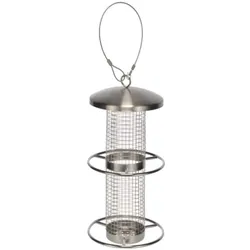 Haushalt International Edelstahl Vogelfutterstation zum Aufhängen Höhe 27,5cm 60129