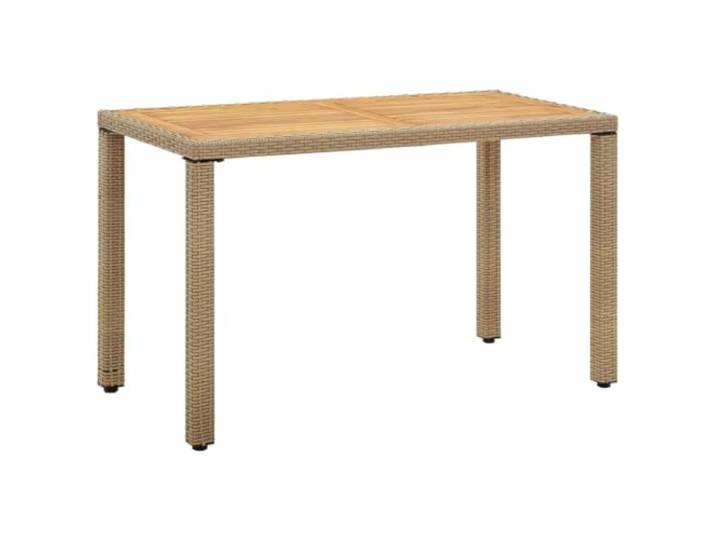 Gartentisch Beige 123x60x74 cm Poly Rattan Massivholz Akazie Stahlgestell,PE-Rattan,leicht zu reinigen,Akazienholz Tischplatte,Terrasse,Innenhof,Gartenmöbel-Set
