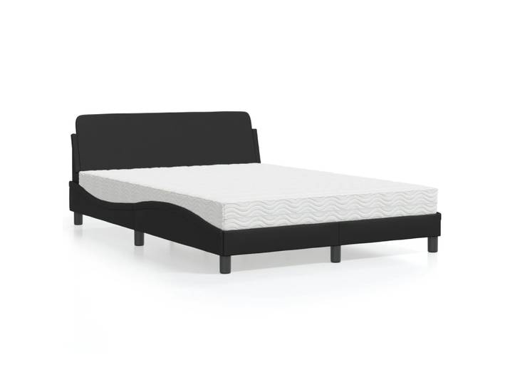 vidaXL Bett mit Matratze Dover Schwarz 140x200 cm Kunstleder