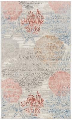 Nourison Pompeii Coastal Beach Shells and Coral Area Rug