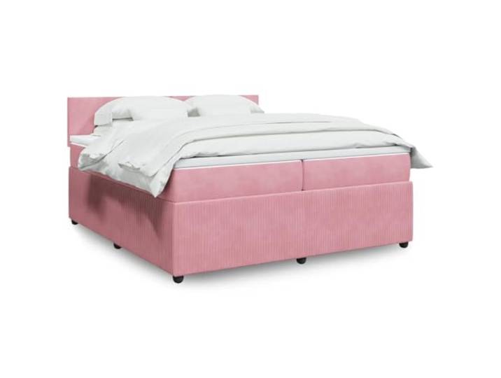 RJPLMFV Lattenrost mit Matratze, Velours, Rosa, 200 x 200 cm Taschenfedern, abnehmbarer Bezug, waschbar, atmungsaktive Unterstützung, Premium-Komfort