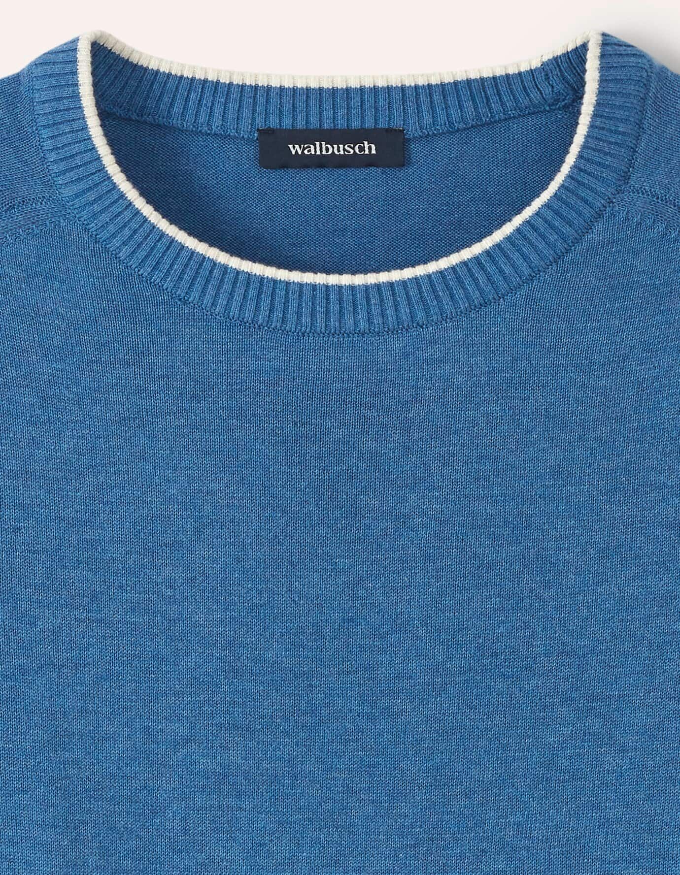 Walbusch Premium Pullover, normale Größen, Farbe Blau, 54, edle Seide kostbares Cashmere Herren
