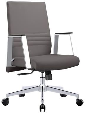LeisureMod "Aleen 19"" Ergonomic Adjustable Swivel Office Chair - Fixed Armests, Tilt, Leather Upholstered"