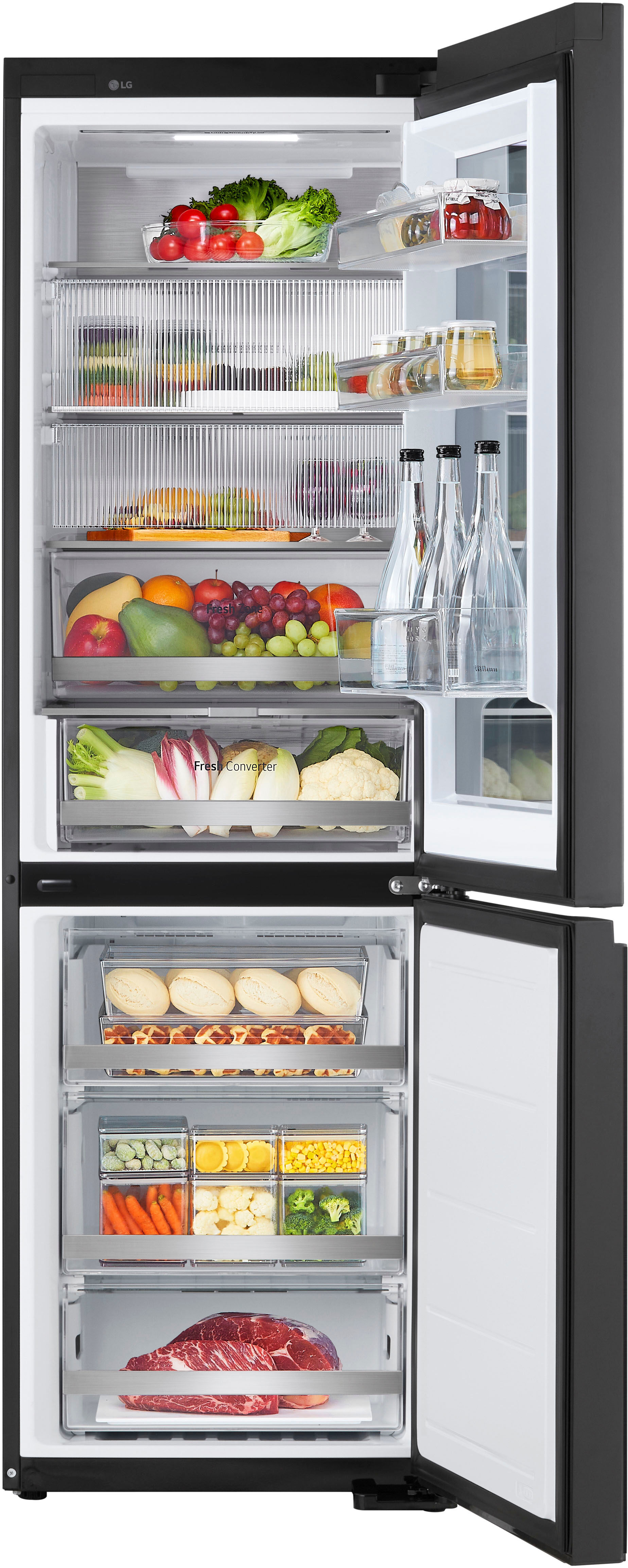 LG Kühl-/Gefrierkombination "GBG5160CPY", Energieeffizienz: C, silber (essence schwarz steel), Rechtsanschlag, Kühlschränke, Kühl-/Gefrierkombination