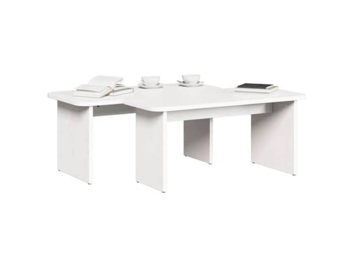 KTHLBRH Beistelltisch 2 Stück Weiß Holz Kiefer massiv Set rund, natürlich, robust, für Wohnzimmer, Dekoration