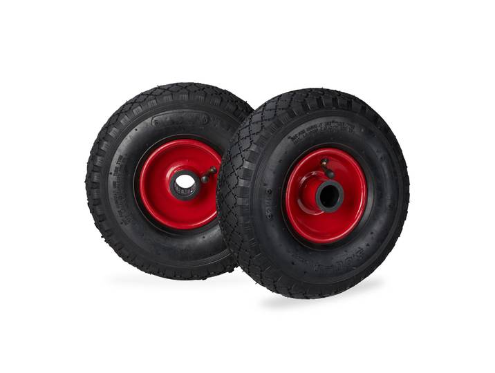 Sackkarrenrad 3.00-4 luftbereift 2er-Set Stahlfelge Rot-Schwarz