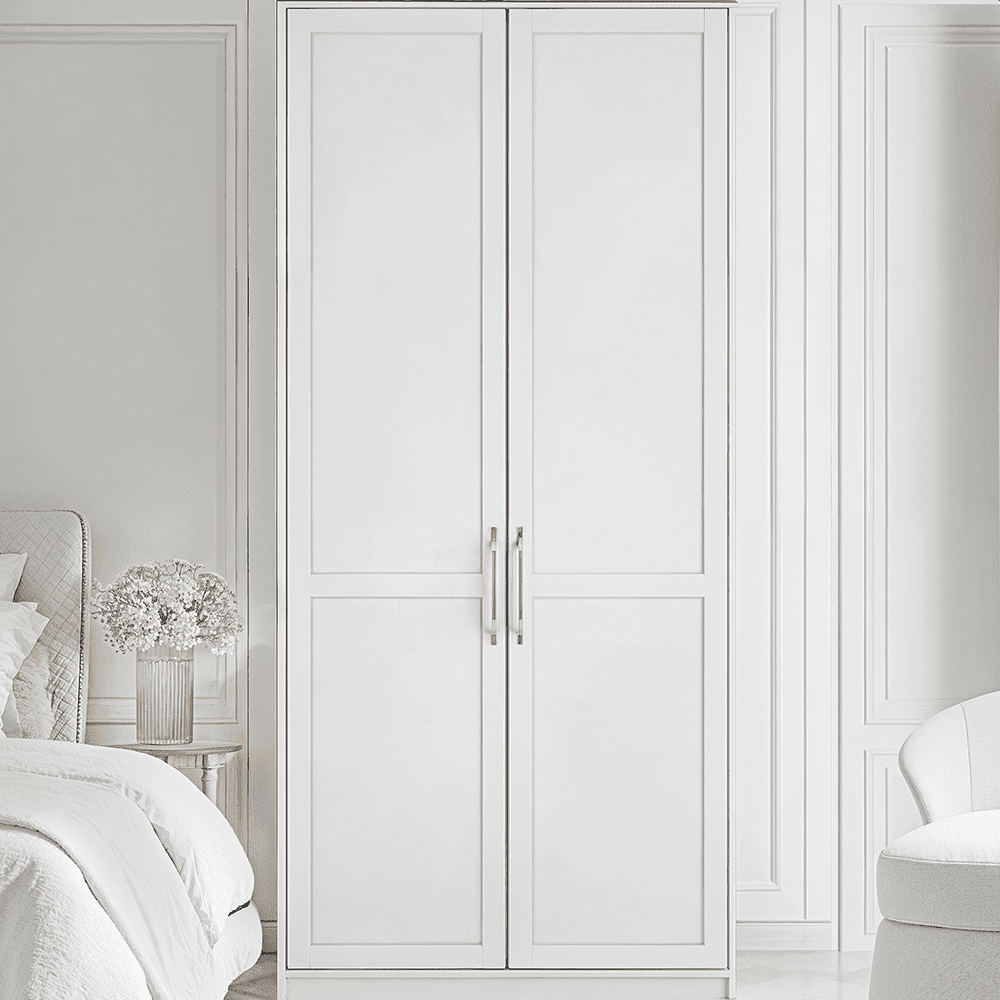Layla White Double Wardrobe with Gold Handles