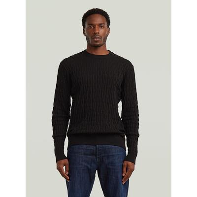 Longpullover G-STAR "Strick mit Kettenstruktur", Herren, Gr. S, schwarz (dk schwarz), Strick, Obermaterial: 50% Baumwolle, 50% Polyacryl, Pullover Longpullover