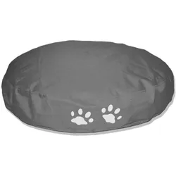 Kinzler Outdoorfähiges Tierkissen Rund mit Pfotendruck, ca. 70Dx12H cm, Farbe: Grau