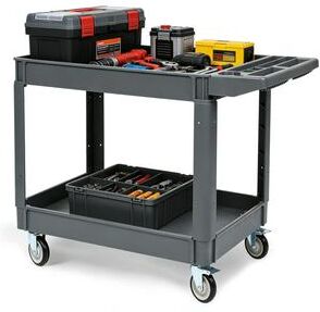 Garvee Heavy Duty 2-Tier Rolling Utility Cart, Large Lipped Shelves, Ergonomic Handle