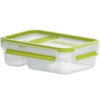 CLIP & GO Joghurtbox 0,6 Liter, Lunch-Box hellgrün/transparent, mit "Knick-Ecke" und Deckel