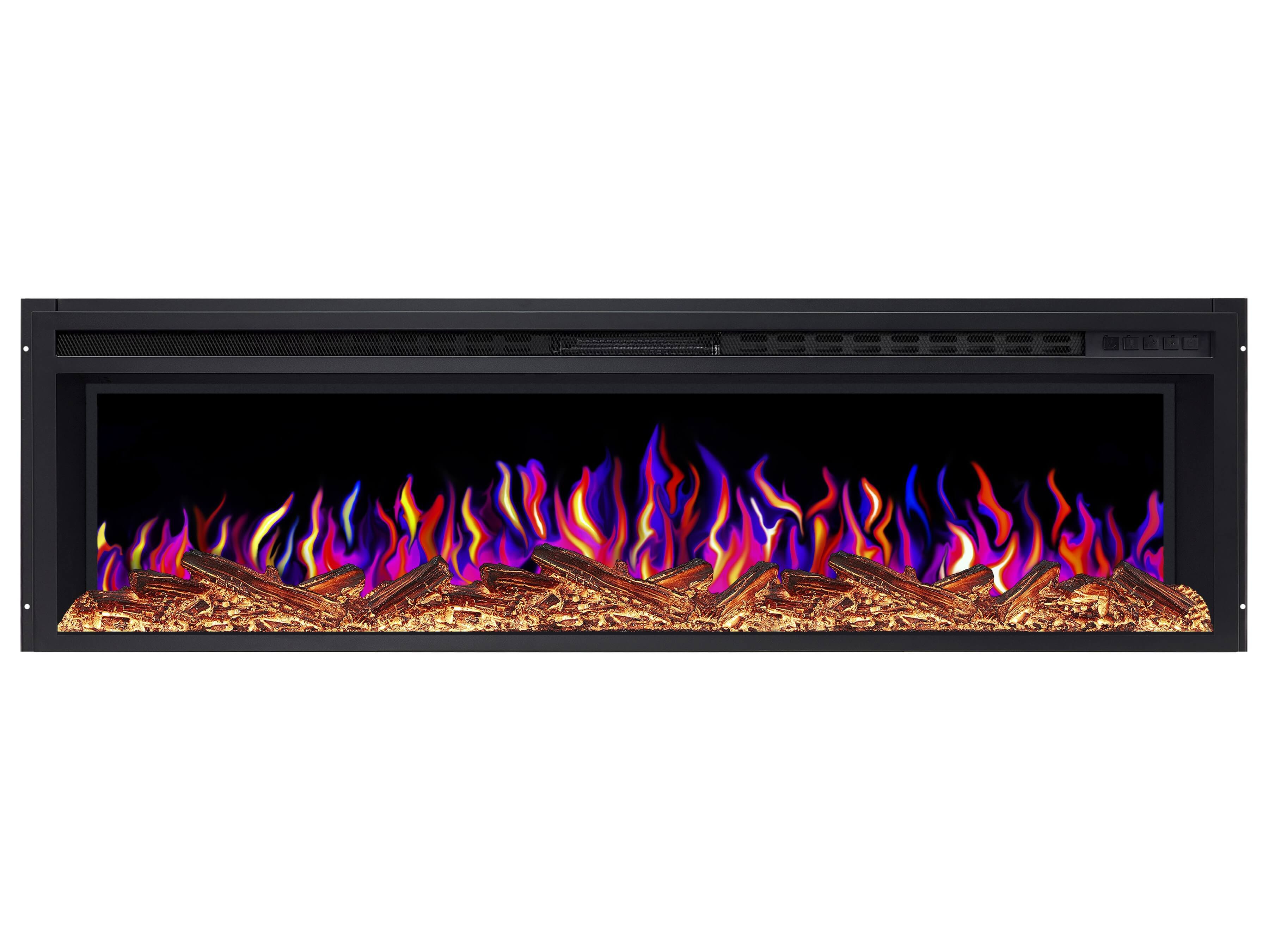 ArtiFlame Elektrokamin AF58 Multicolor Elektrischer Einbaukamin mit Heizung 1600W realistischer 3D-Flammeneffekt LED-Beleuchtung Fernbedienung Schwarz