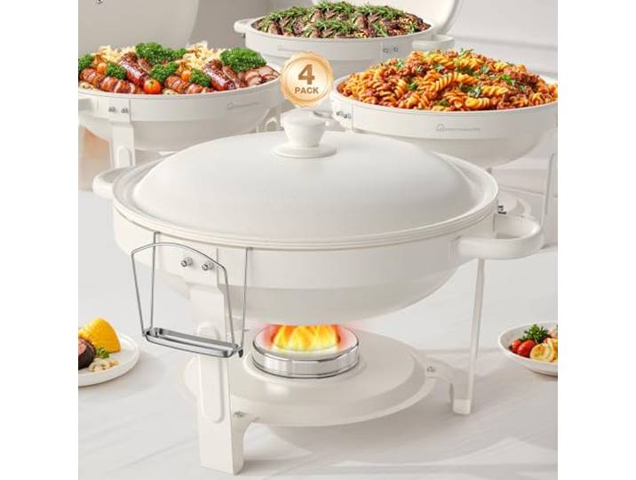 WARMOUNTS DBS-R-19 Chafing Dishes, Edelstahl, Weiss/opulenter Garten