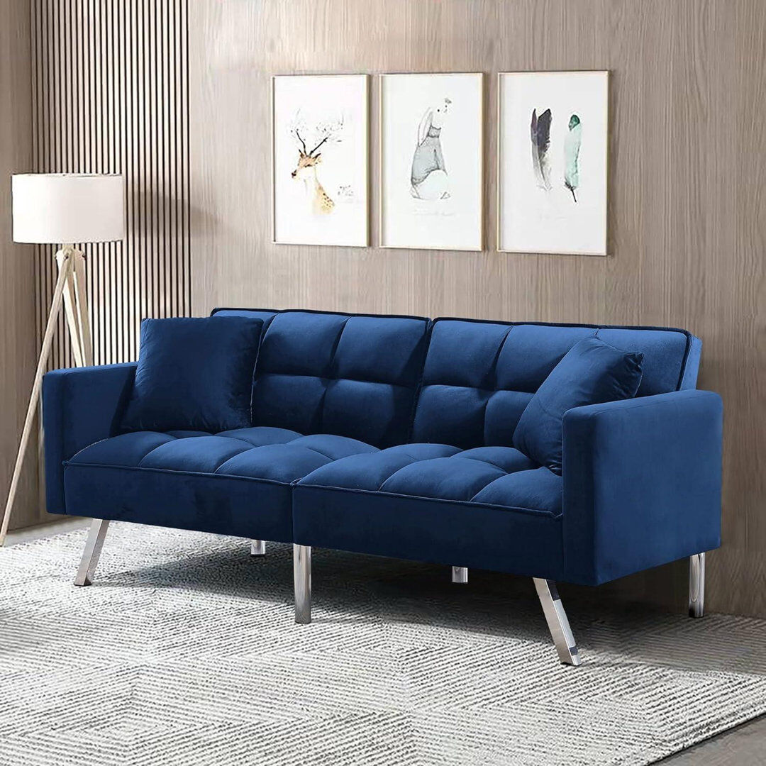 Fairmont Park Orianna 2 Seater Velvet Sleeper Blue Velvet 75cm H X 186cm W X 82cm D