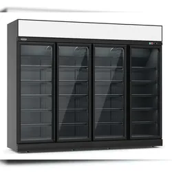Combisteel Kühlschrank 4 Glastüren Schwarz INS-2060R Bl *transport auf Anfrage* **achtung, Es Liegt Ein Erhöhter Einschatlstrom Vor, Sodas (7455.2417)
