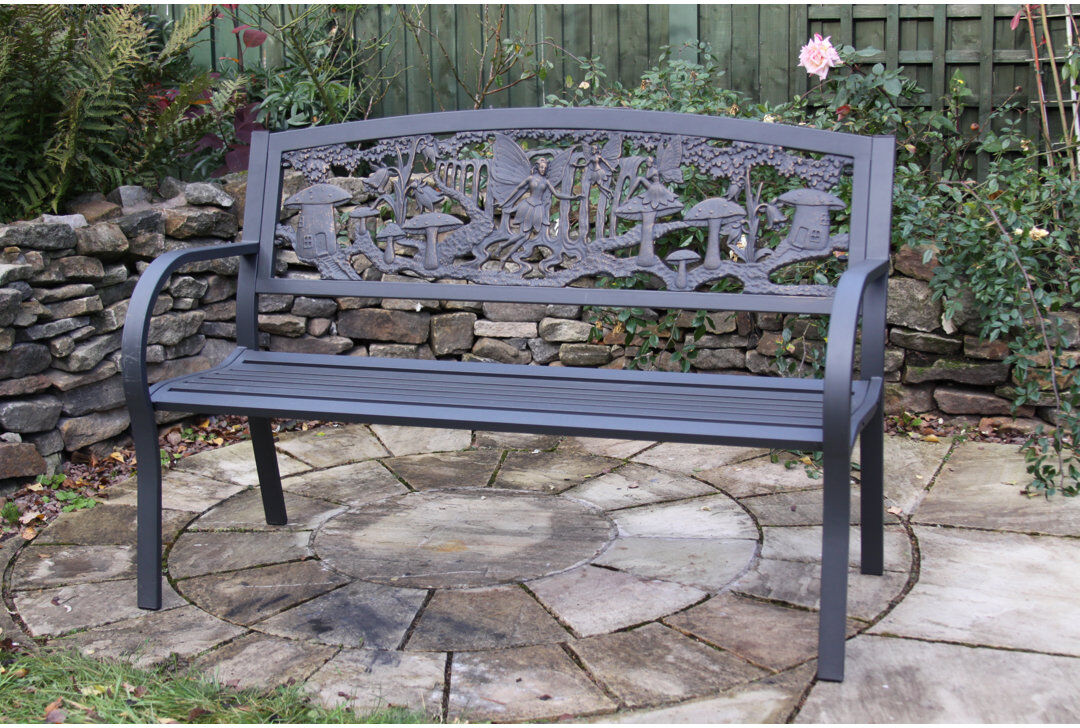 Gardeco Fairy Themed Steel and Cast Iron Bench Bronze 86.5cm H X 127cm W X 48.5cm D