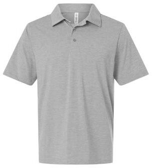 Team 365 TT125 Men's Relay Heathered Stripe Polo Shirt in Heather/White size 3XL   Polyester/Spandex
