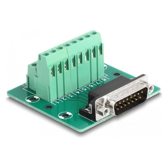 Delock D-Sub 15 Pin St zu Terminalblock für Hutsch (0.06 m) (66909)
