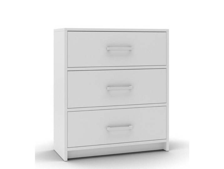 Sepro Meble Sideboard Weiß 3 Schubladen Silberne Griffe, 80x90x35 cm, Kleinmöbel, Kommoden, Sideboards