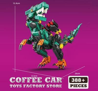 Inspired Finds Creative T Rex And Mech Dinosaur MOC Bricks Building Kit 3D Dinosaur Robot Block Model For Kids And Adults 388pcs