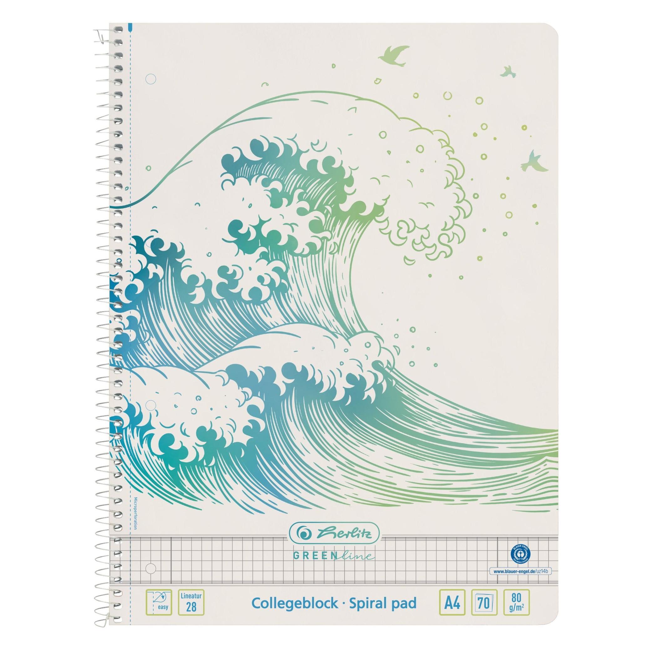 Herlitz Schreibblock Greenline (A4, Kariert, Weicher Einband) (50033478)