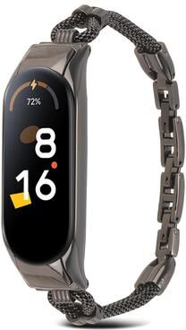 Everyday Crate Xiaomi Mi Band 7 6 5 4 3 Metal Watch Band Copper Chain Bracelet With Unibody Case black