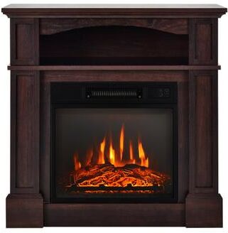Costway 18 Inch 1400W Electric TV Stand Fireplace with Shelf-Natural