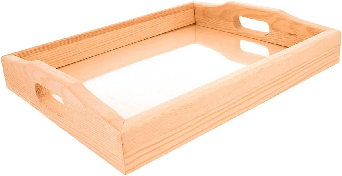Rond dienblad van massief grenenhout voor decoratie en ambachten