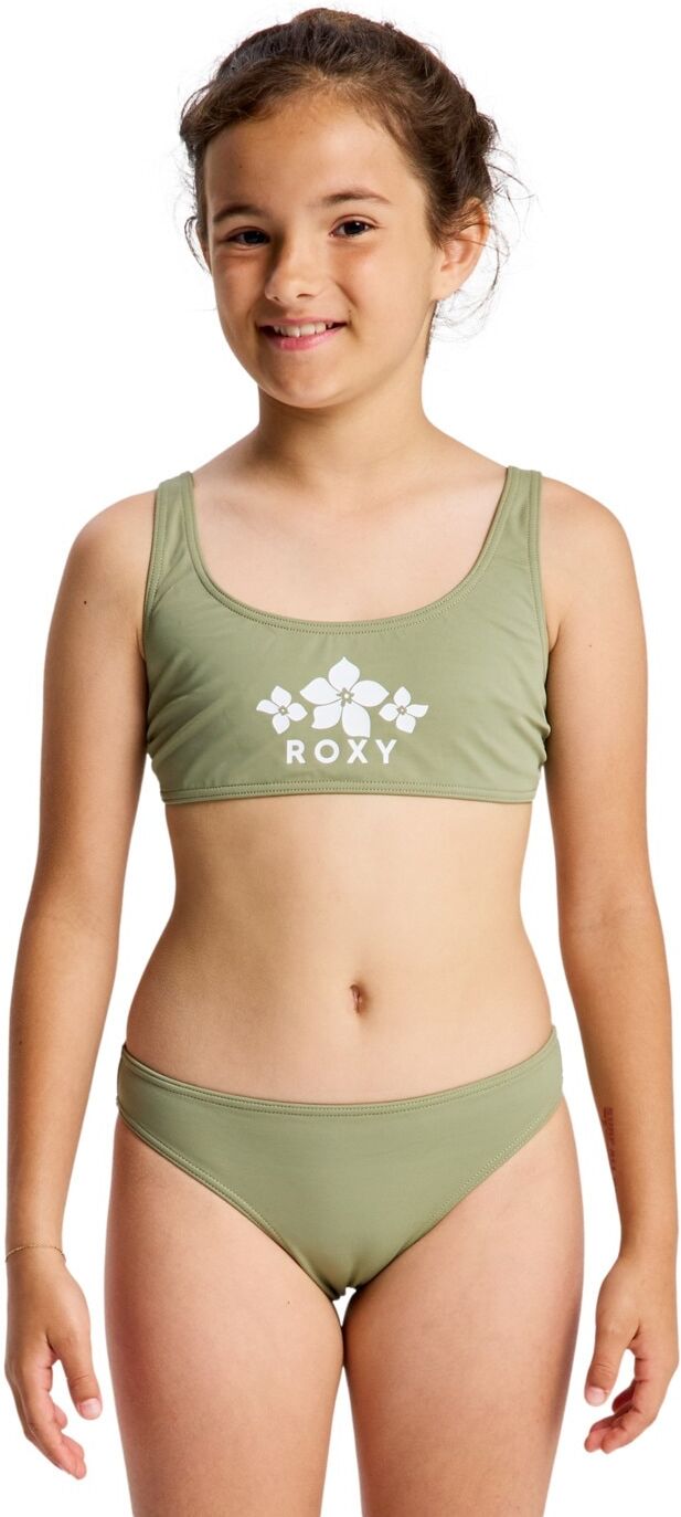 Triangel-Bikini ROXY "Solid Active Set", Kinder, Gr. 16(165-172cm), grün (olivgrün), Obermaterial: 82% Polyester, 18% Elasthan., Bikini-Sets Triangel-Bikini