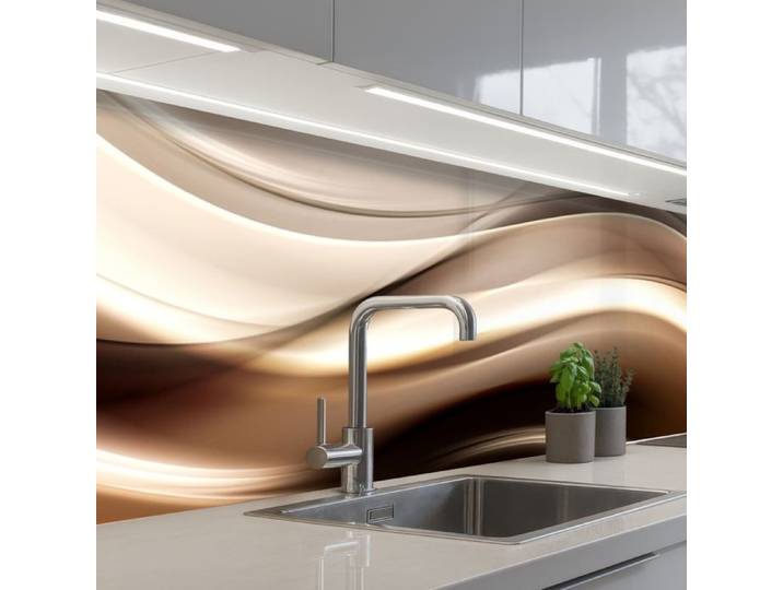 KitchenYeah crédence de cuisine Vagues Abstrait Beige Chaud