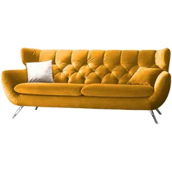 KAWOLA Sofa CHARME 3-Sitzer Velvet curry