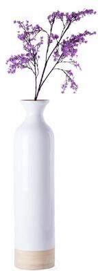 Uniquewise Elegant Black or White Cylinder Shaped Tall Spun Bamboo Floor Vases, Natural Bamboo Finish Heights of 31 and 23.5 Inches