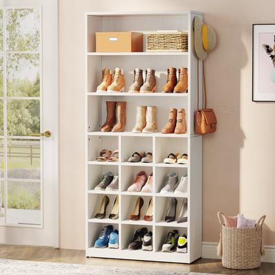 BLUEBELL Modern Shoe Storage Cabinet with Shelves, 24 Pair Freestanding Shoe Rack Storage Organizer for Hallway Bedroom Entryway