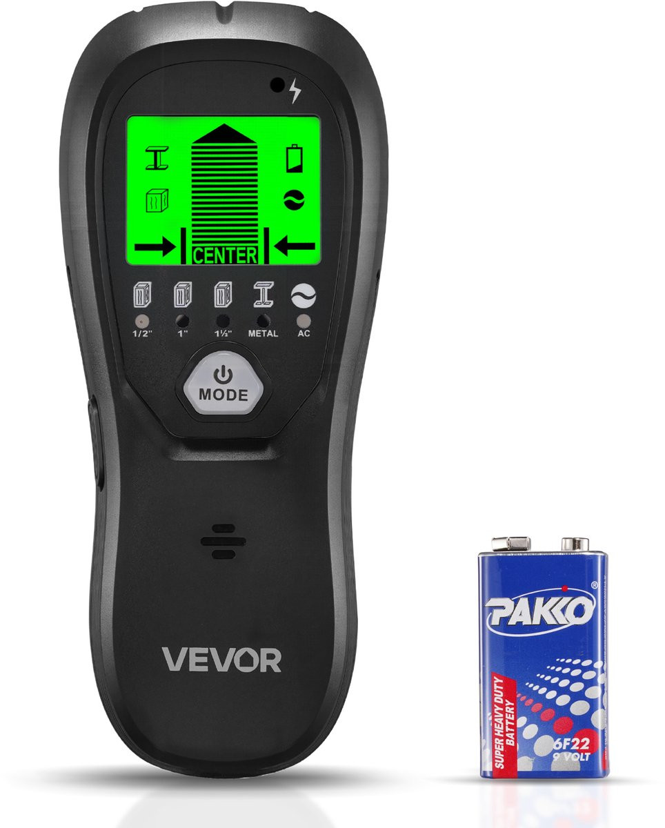 VEVOR Stud Finder 5-in-1 Elektronische Muurscanner met LCD-scherm en Audio-alarm, Zwart