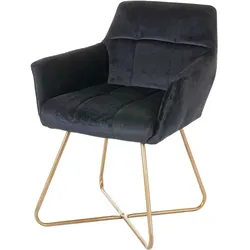 Esszimmerstuhl MCW-F37, Stuhl Küchenstuhl, Retro Design Samt goldene Füße ~ schwarz