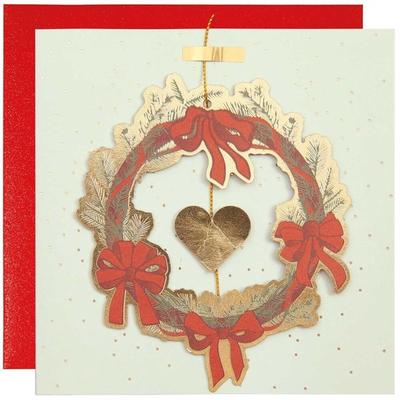 Grußkarte mit Ornament, Creme,, 14 x 14 cm