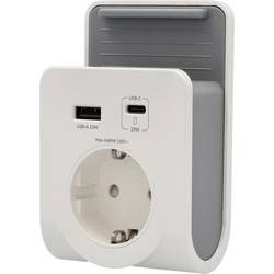 Unitec US-Stecker 20 W 1x USB-A, 1x USB-C® USB PD 3.0 Weiß, Grau Innenbereich, Steckdose USB Power Delivery (USB-PD) 804588:UNITEC