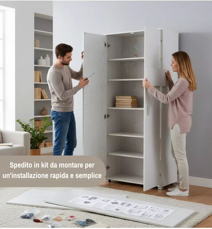 BellaHome ARMADIO MULTIFUNZIONE BIG  BIANCO VENATO
