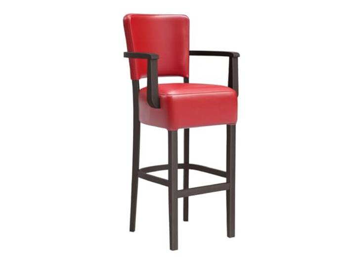 GGMMÖBEL 2-er Set Luca ARM Gastro Barhocker Leder Rot mit Lehne Gestell: Holz/Wenge Sitzhöhe: 79cm