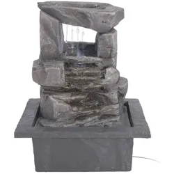 WellHome - Wasserbrunnen mit 2 Steinen Design und LED-Beleuchtung 22x19x28cm