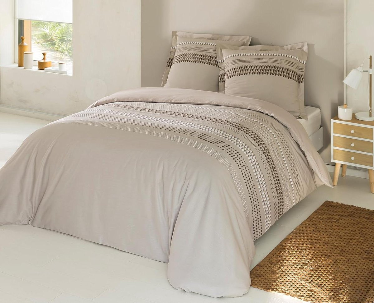 Dekbedovertrek Set Beige Katoen 200x200 cm