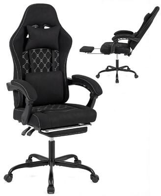 Ergonomic Computer Chair w/ Linkage Armrests and Foot Rest Black/Grey