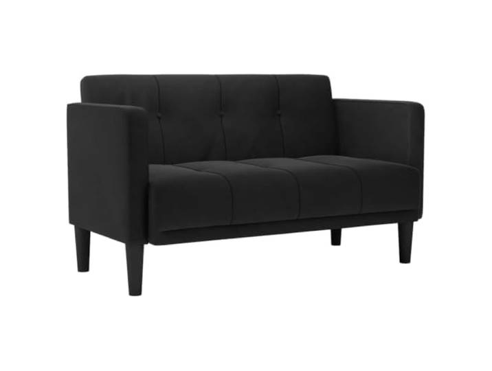 GHVBNMF Zweisitzer-Sofa Schwarz 111cm Samt Couch Polstersofa Edles Samt-Sofa mit stabilem Sperrholzrahmen und komfortabler Schaumstoff-Polsterung fürs Wohnzimmer oder Schlafzimmer.