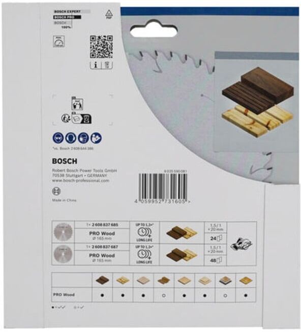 BOSCH Pack promo 2 pièces, 165 mm CL Pro Wood (2608644735)
