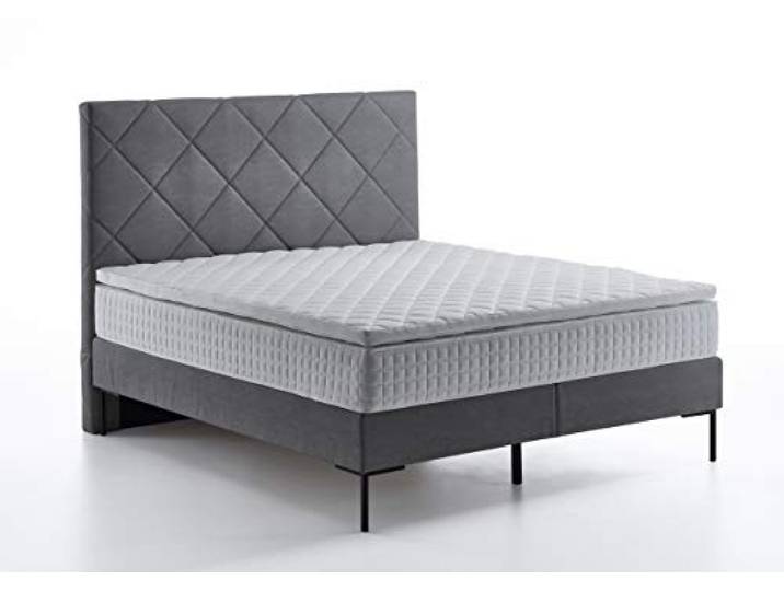 Atlantic Home Collection Boxspringbett FRAUKE, 160x200 cm, inklusive Topper (Härtegrad H2), grau