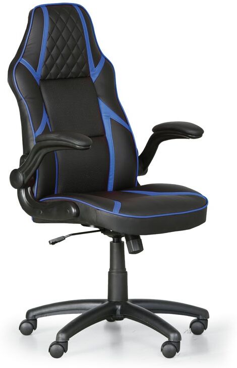 B2B Partner Kožená kancelářská židle GAME, černá/modrá