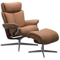 Stressless Sessel mit Hocker Magic Cross Leder Braun Batick Latte M (Medium)