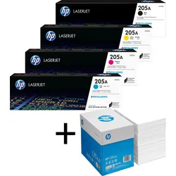 Bundle mit HP Original 205A Toner 4er Multipack + 2.500 Blatt HP Kopierpapier hochweiß
