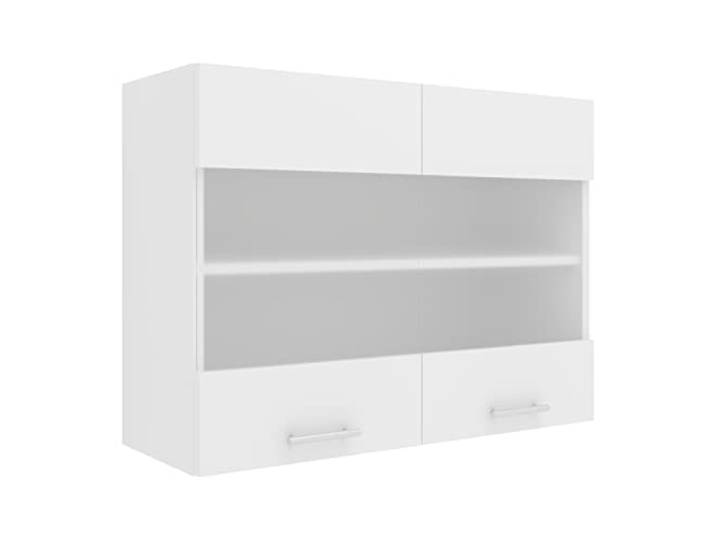 VCM Hangkast, 2 glazen deuren, houtmateriaal, wit, one-size